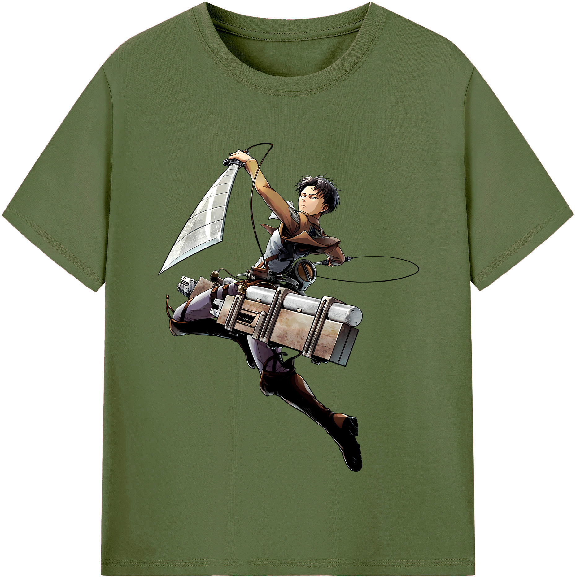 （画像用） 進撃の巨人 リヴァイ·アッカーマン Attack on Titan Levi Ackerman 綿100％半袖Tシャツ（フロントプリント）